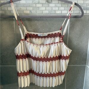 Zara White and Red Smocked Camisole
